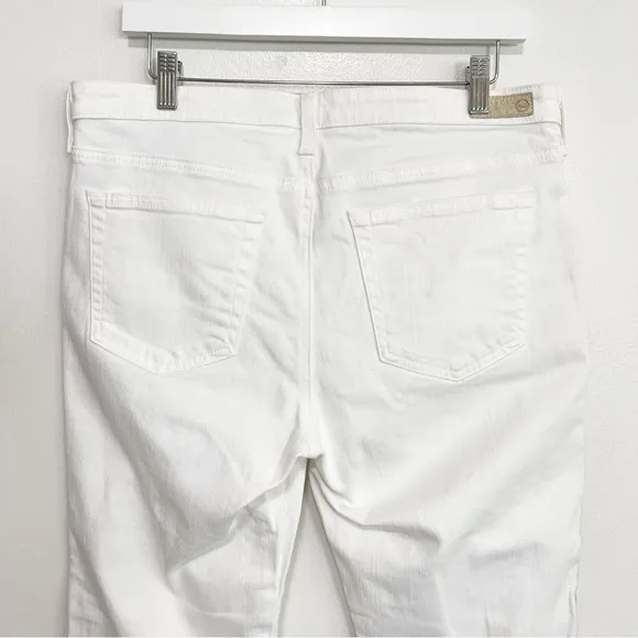 BOGO! AG Mid-Rise Stilt Crop Embroidered Boho Jeans Fray Hem White Tan 32