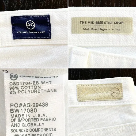 BOGO! AG Mid-Rise Stilt Crop Embroidered Boho Jeans Fray Hem White Tan 32