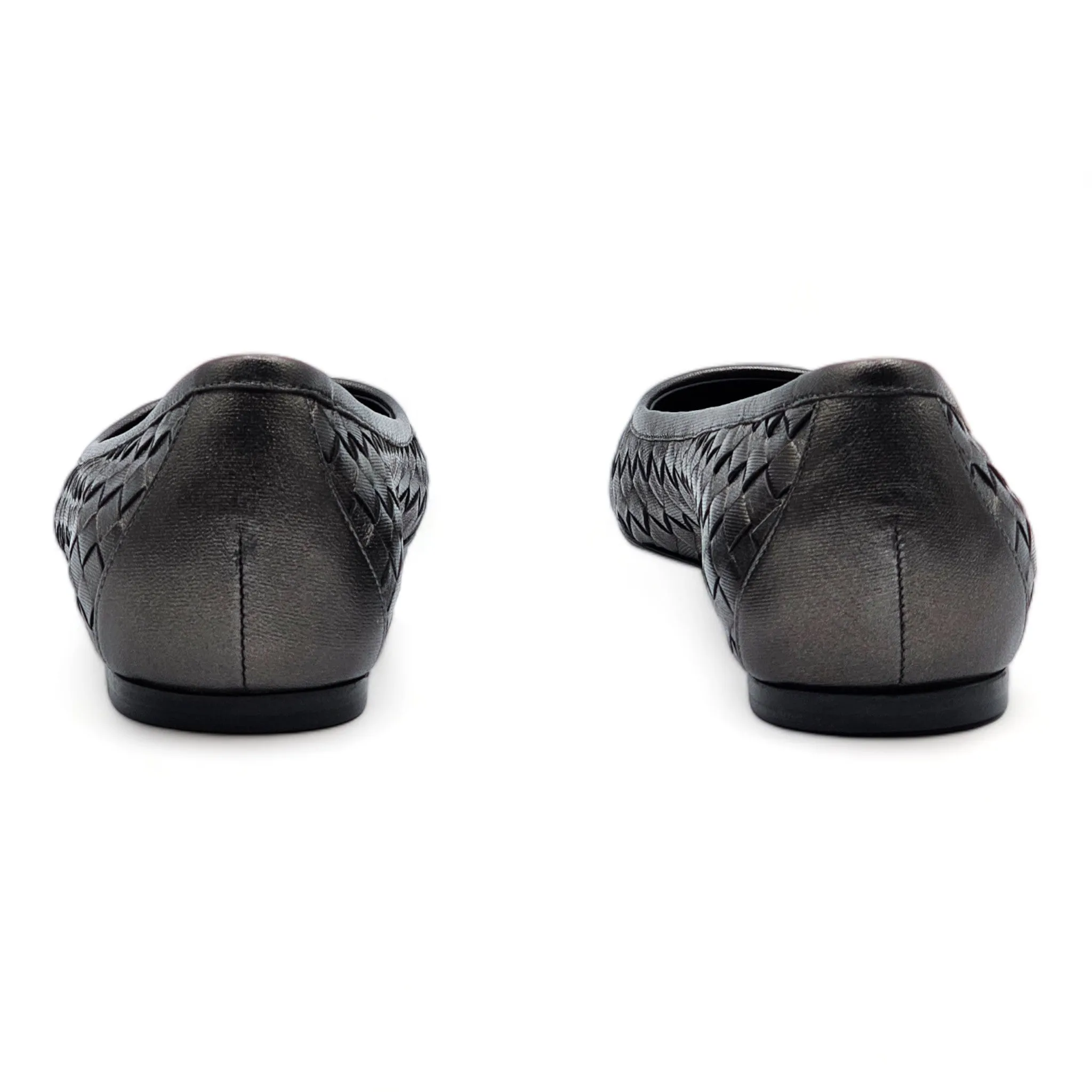 Bottega Veneta Intrecciato Leather Loafers in Silver