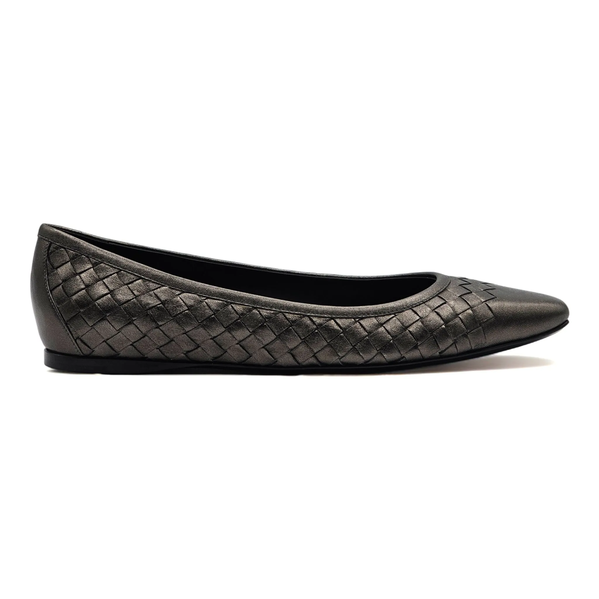 Bottega Veneta Intrecciato Leather Loafers in Silver