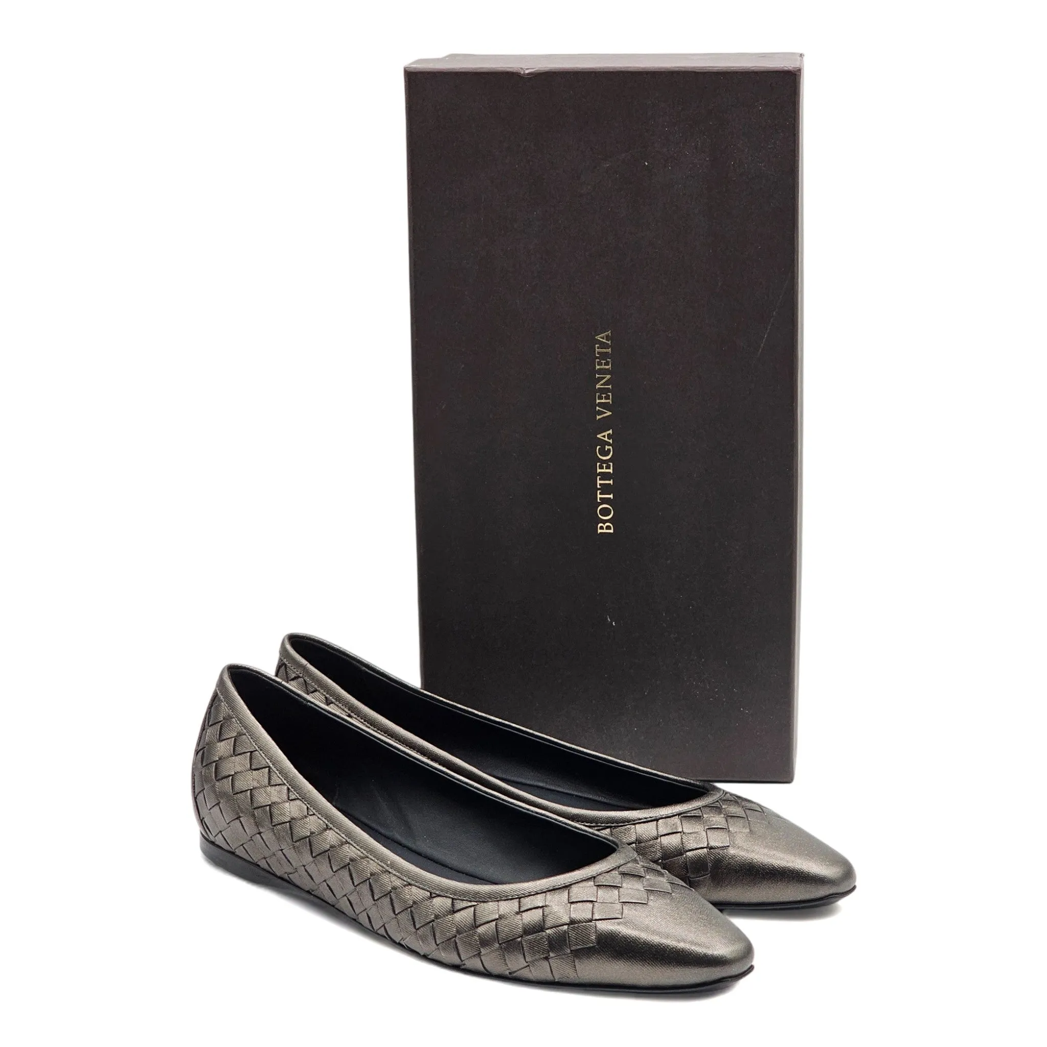 Bottega Veneta Intrecciato Leather Loafers in Silver