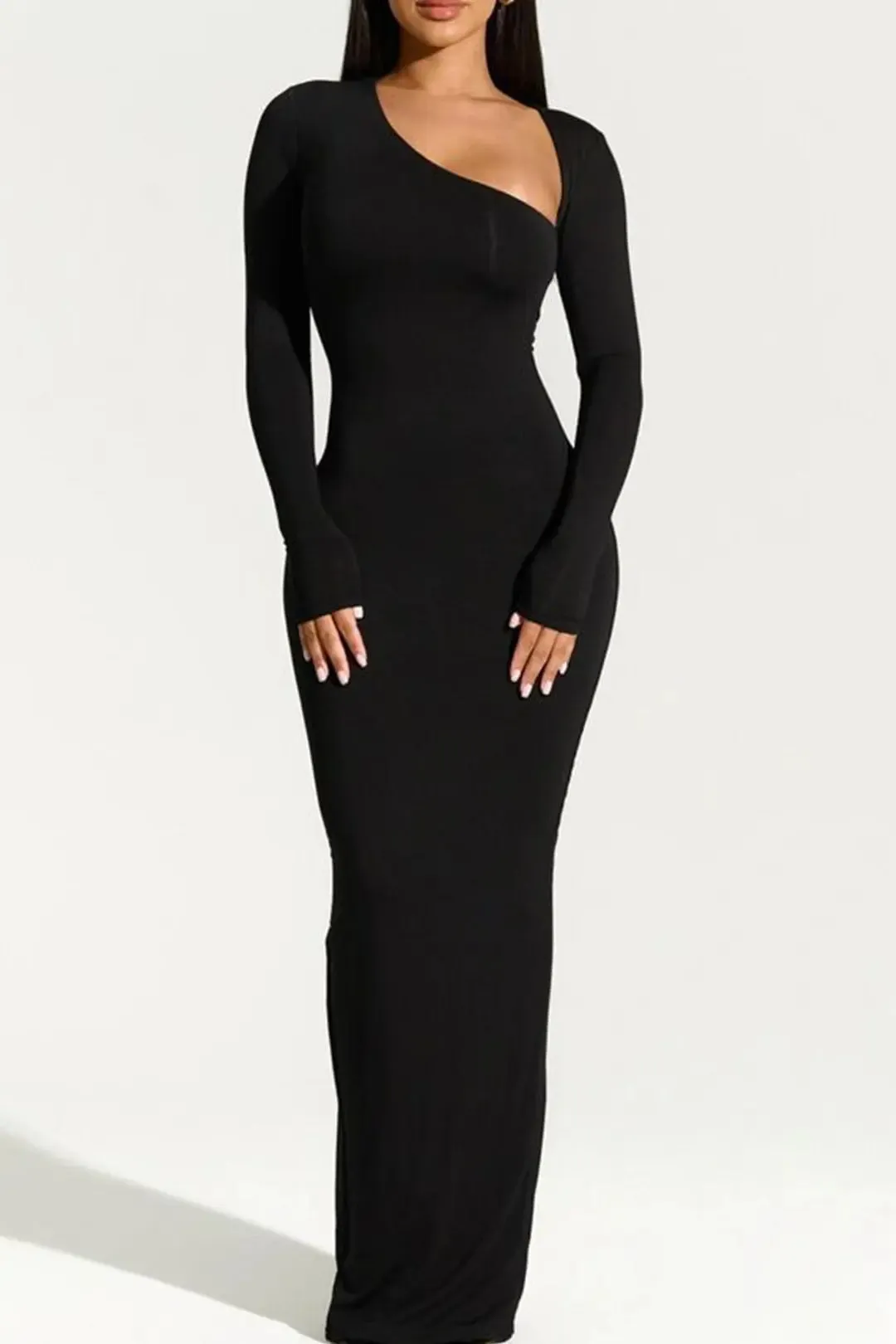 Brianna - Bold Neckline Slit Woman's Formal Maxi Dress