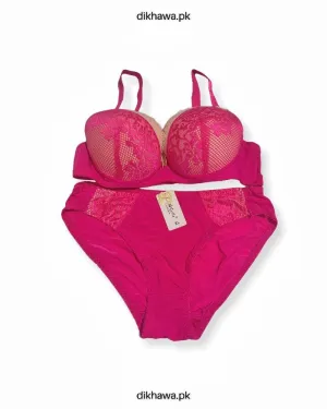 Bridal Pink & White 801623 Single Padded Bra Panty Set - By Senselle- 2021