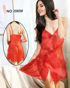 Bridal Sexy Cotton Net Short Nighty For Women - 2065#