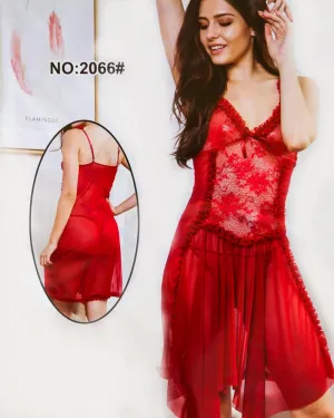 Bridal Sexy Hot Fur Cotton Net Short Nighty For Women - 2066#