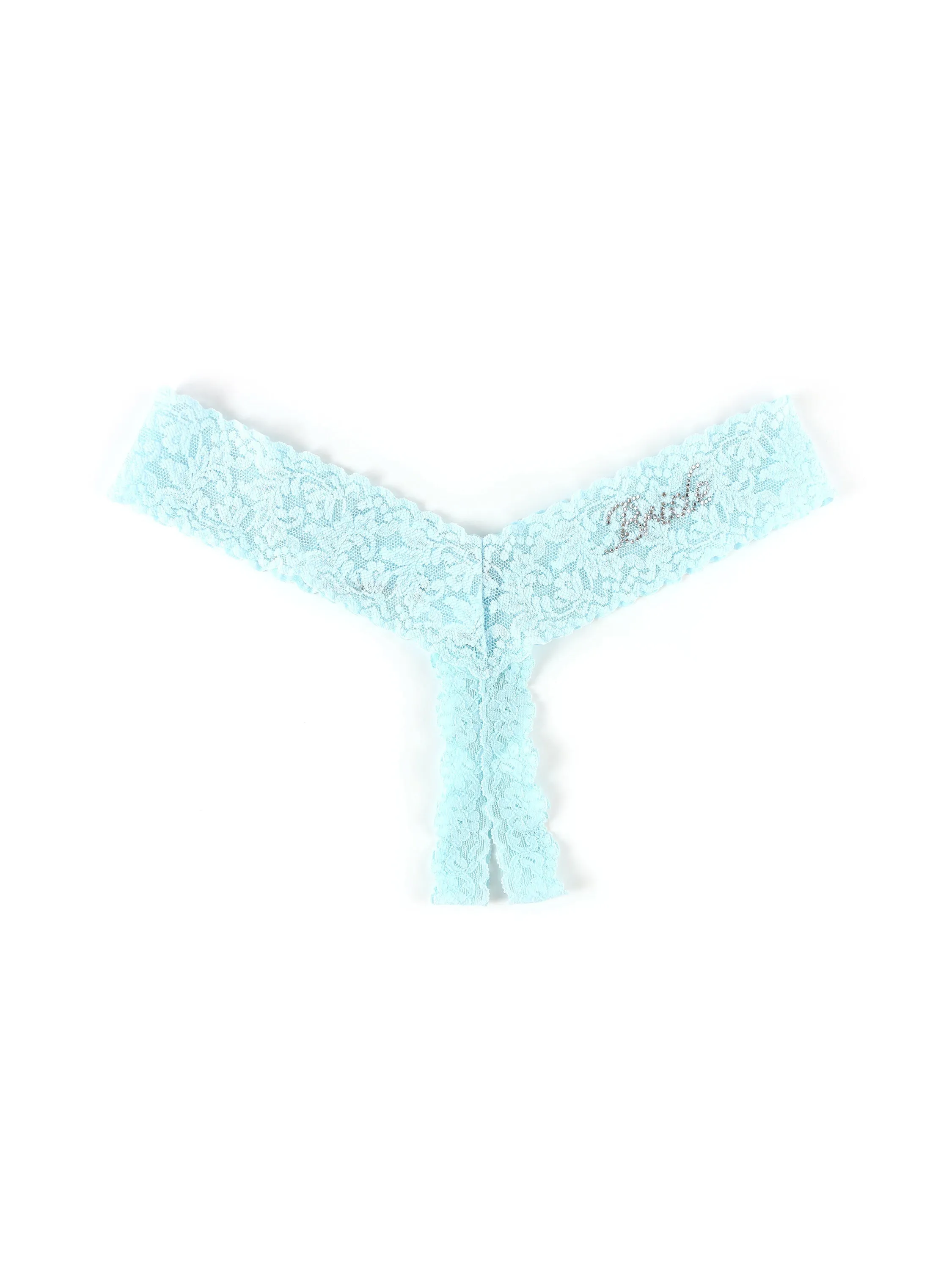 Bride Crystal Crotchless Thong Celeste Blue