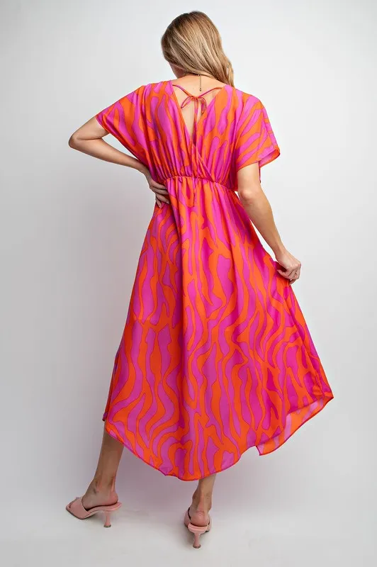 Bright Pink & Orange Flowy Maxi