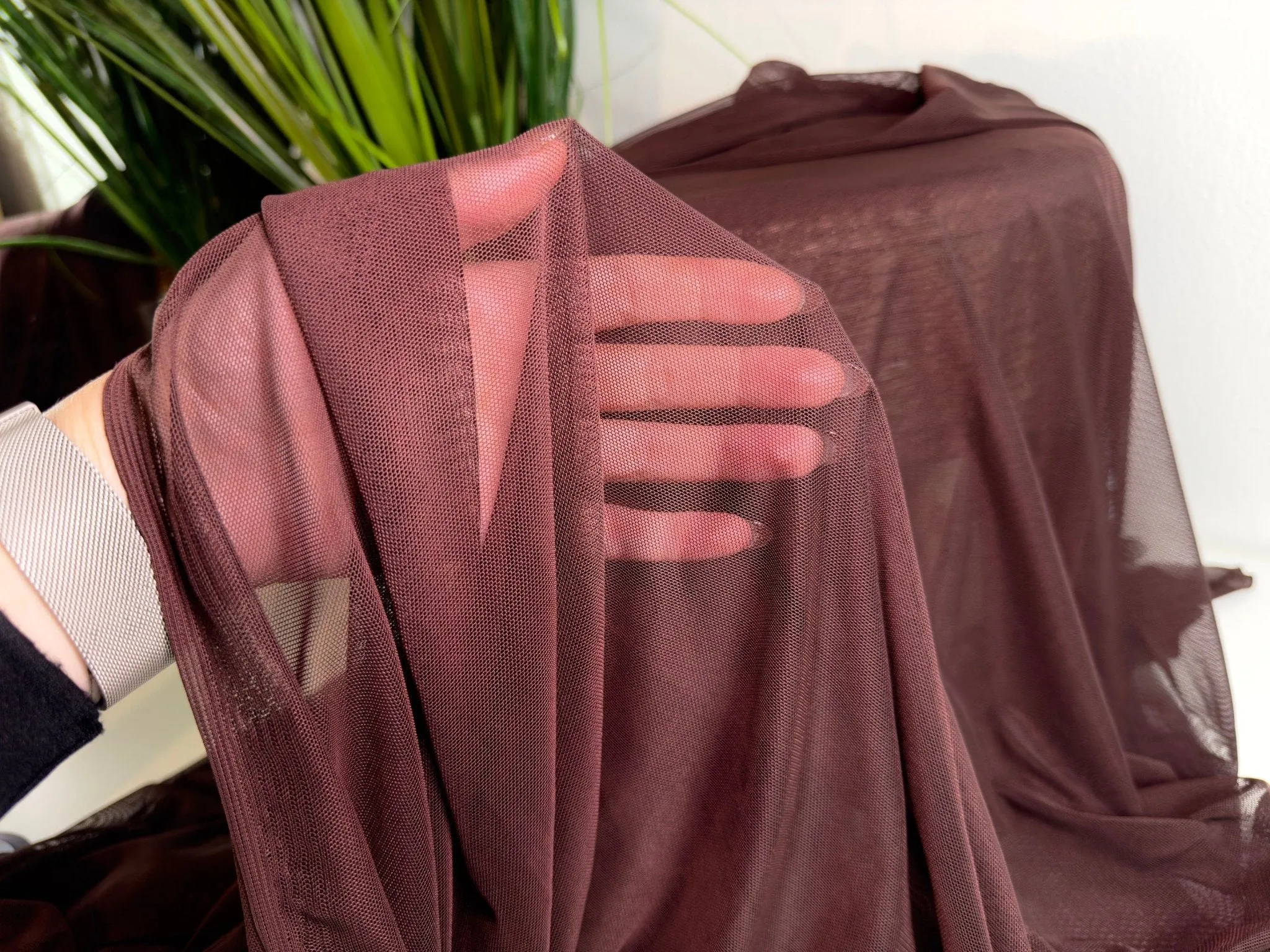 Brown Power Mesh Nylon Spandex