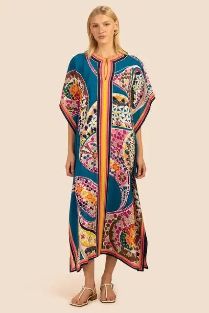 Buntes Midi-Kaftankleid - Carla