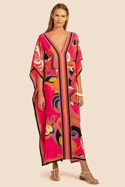 Buntes Midi-Kaftankleid - Carla