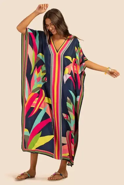 Buntes Midi-Kaftankleid - Carla