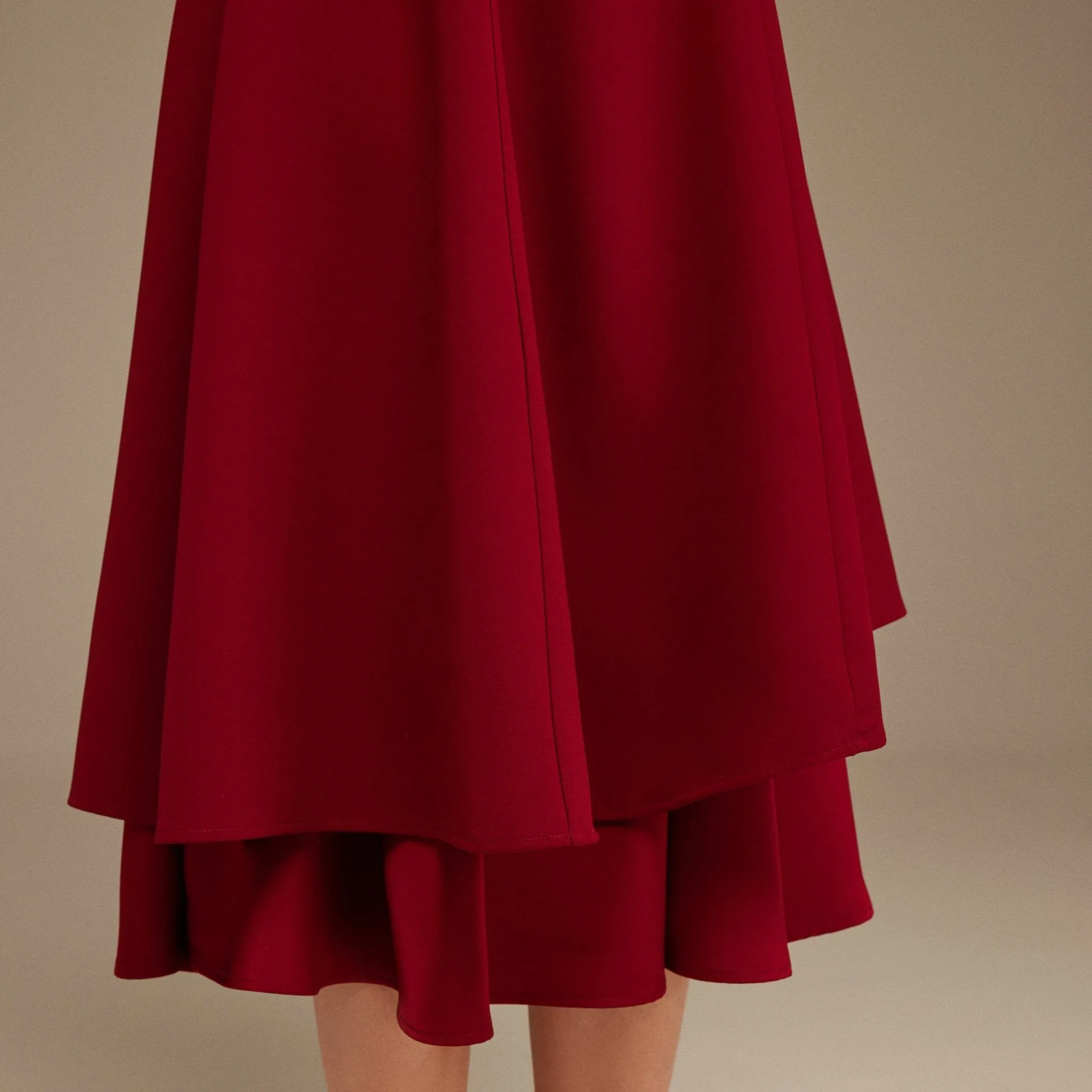 Burgundy Off-Shoulder Midi Dress