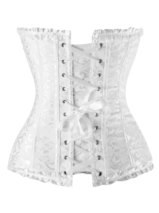 Burlesque Brocade Wedding Bridal Dance Bustier Corset Lingerie