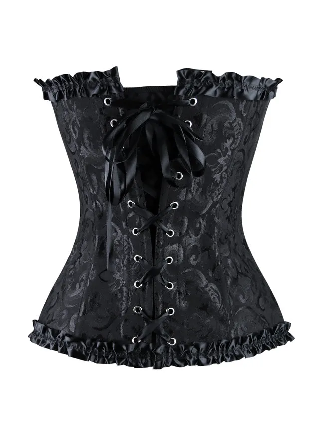 Burlesque Brocade Wedding Bridal Dance Bustier Corset Lingerie