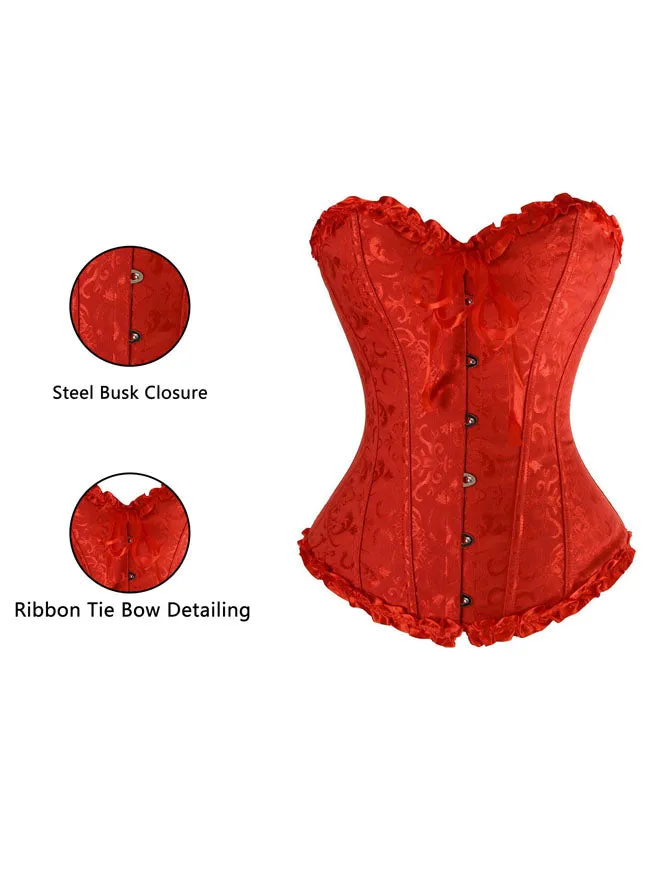 Burlesque Brocade Wedding Bridal Dance Bustier Corset Lingerie