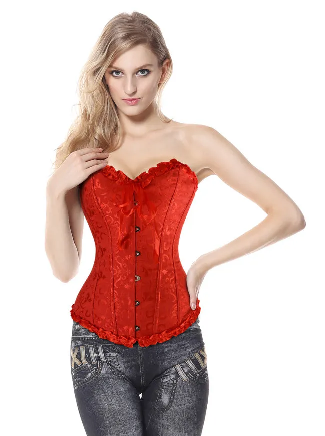Burlesque Brocade Wedding Bridal Dance Bustier Corset Lingerie