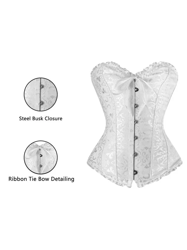 Burlesque Brocade Wedding Bridal Dance Bustier Corset Lingerie