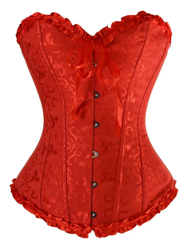 Burlesque Brocade Wedding Bridal Dance Bustier Corset Lingerie