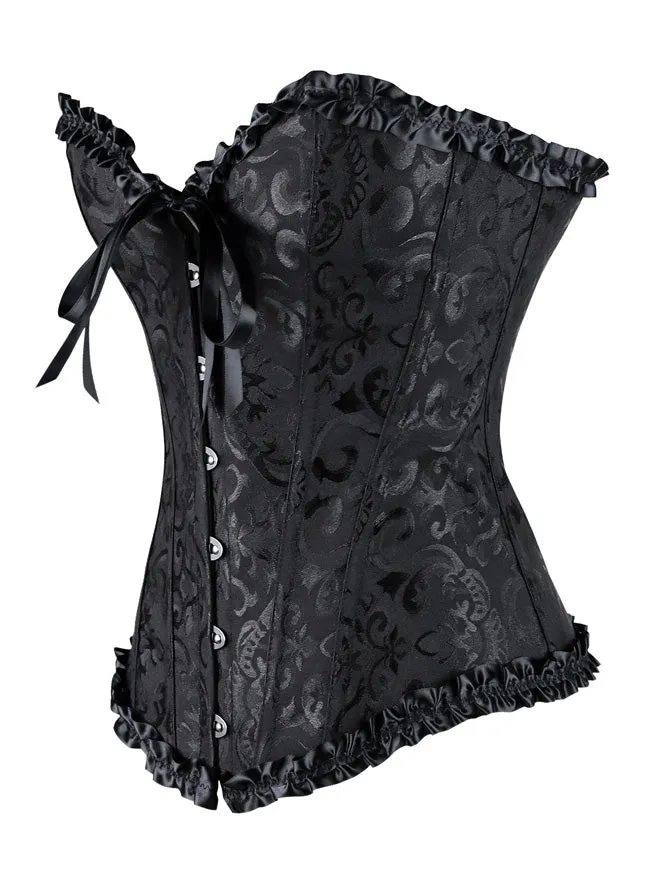 Burlesque Brocade Wedding Bridal Dance Bustier Corset Lingerie