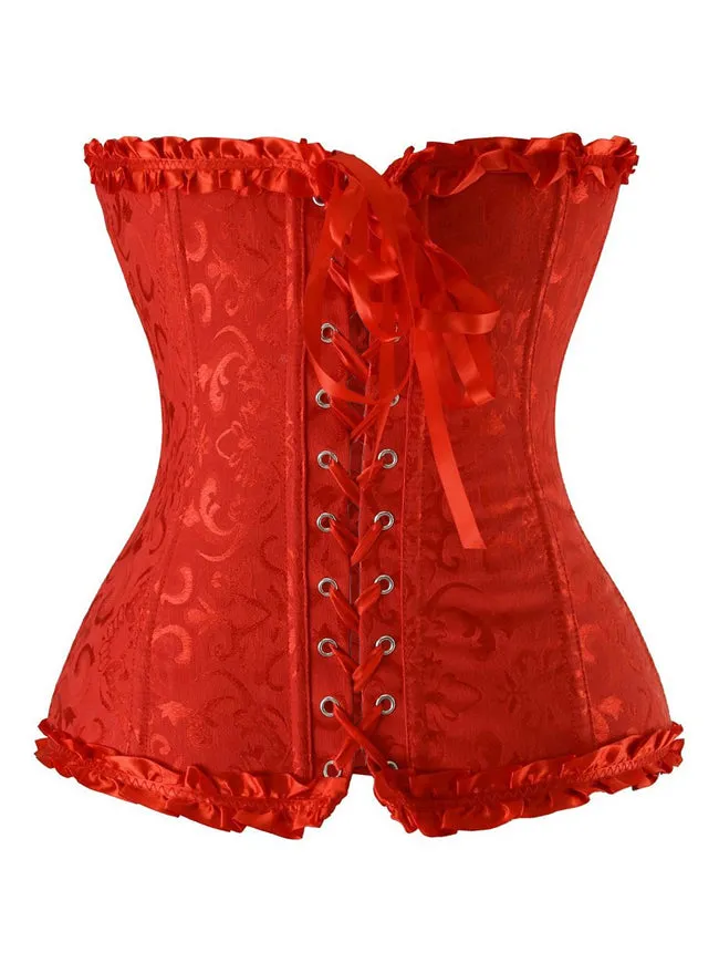 Burlesque Brocade Wedding Bridal Dance Bustier Corset Lingerie