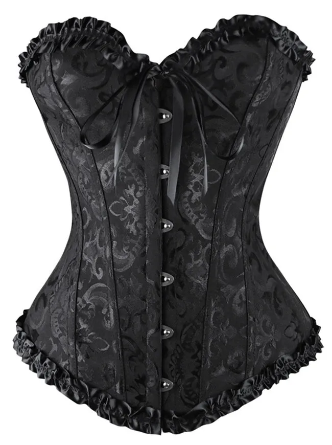 Burlesque Brocade Wedding Bridal Dance Bustier Corset Lingerie