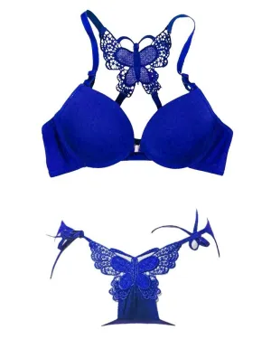 Butterfly Sexy Bra Panty Sets - Blue