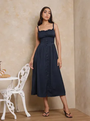 Button Down Bustier Midi Dress