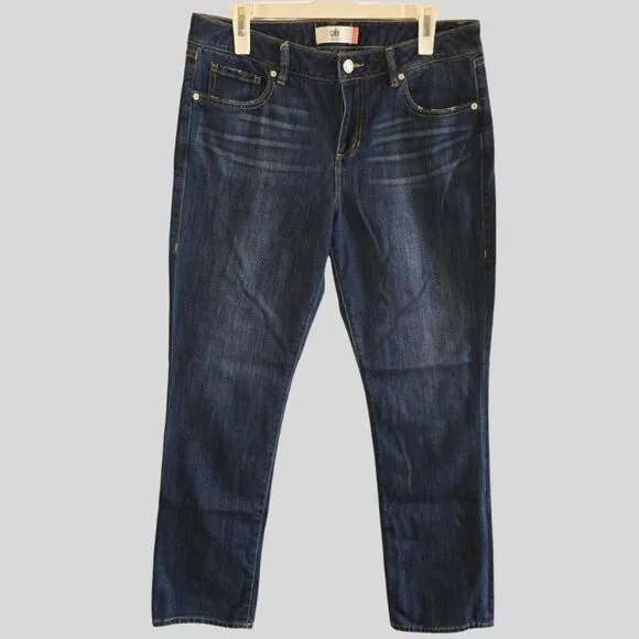 Cabi The Straight Jeans Dark Wash Mid Rise Stretch Denim Size 10 Casual