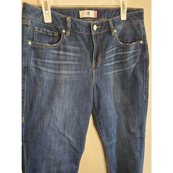 Cabi The Straight Jeans Dark Wash Mid Rise Stretch Denim Size 10 Casual