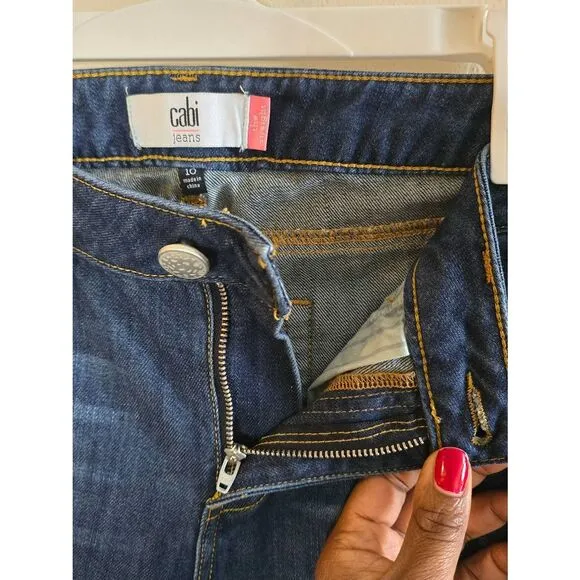 Cabi The Straight Jeans Dark Wash Mid Rise Stretch Denim Size 10 Casual
