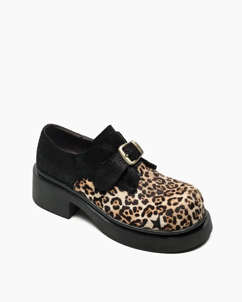 Calf Hair Colorblocking Platform Loafers