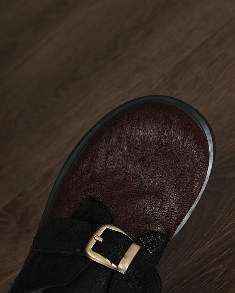 Calf Hair Colorblocking Platform Loafers