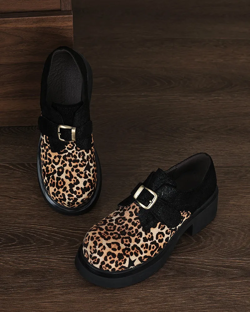 Calf Hair Colorblocking Platform Loafers
