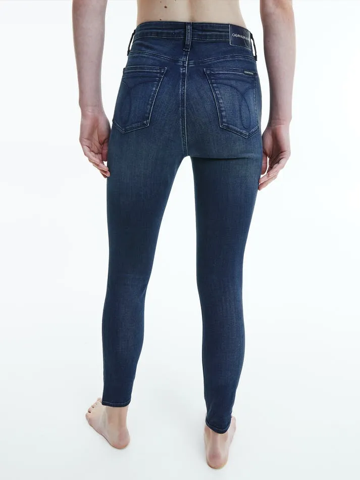 Calvin Klein Jeans High Rise Super Skinny Ankle Jeans - Denim Dark
