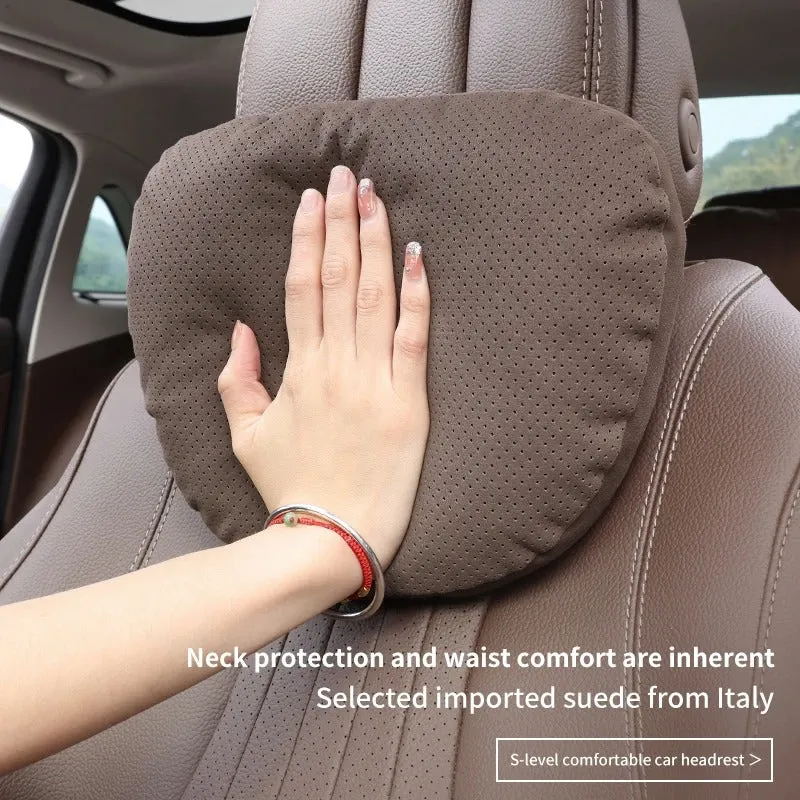 Car Headrest Neck Support & Lumbar Cushion - Soft Neck Pillow for Car