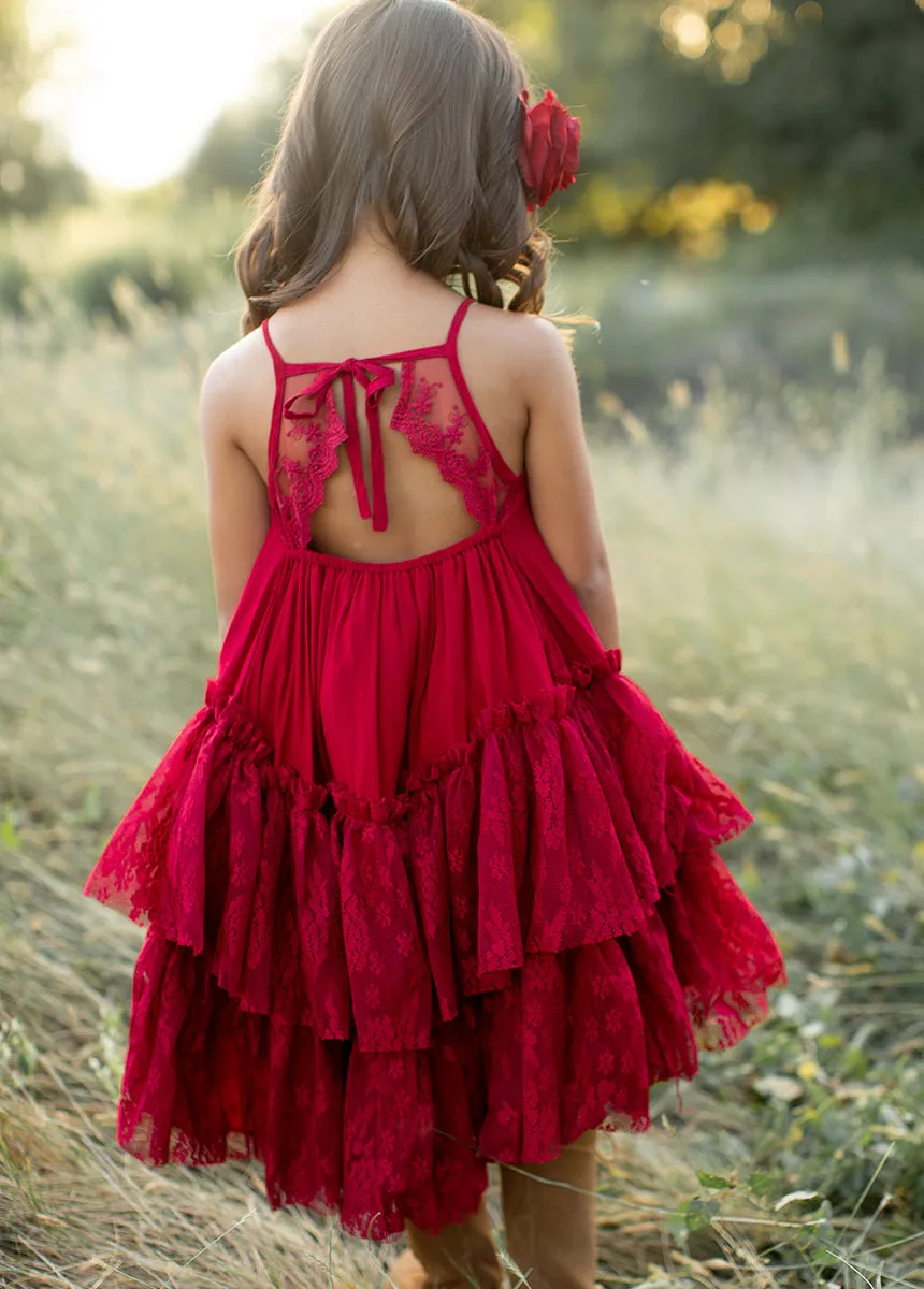 Catrina Dress in Crimson