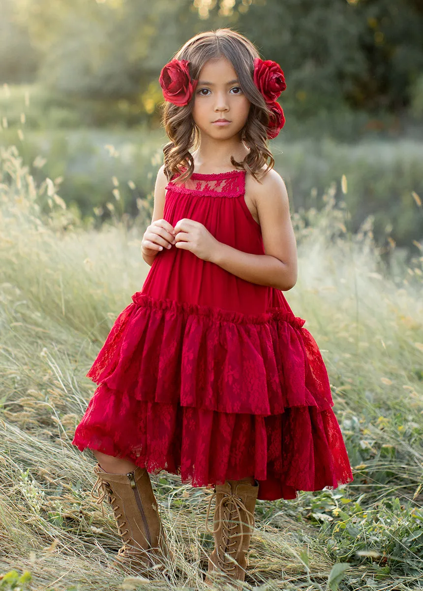 Catrina Dress in Crimson