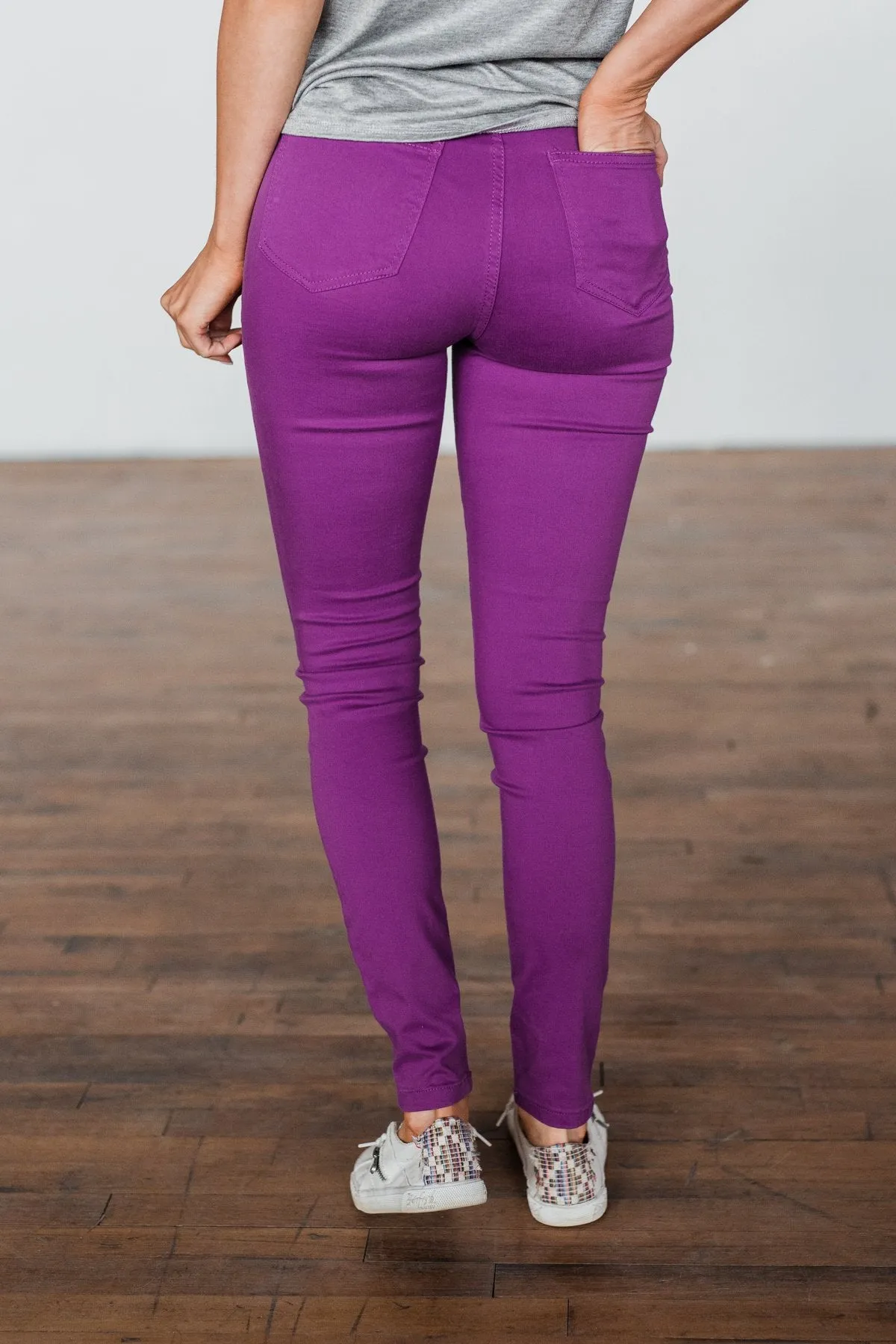 Celebrity Pink High-Rise Skinny Jeans- Purple