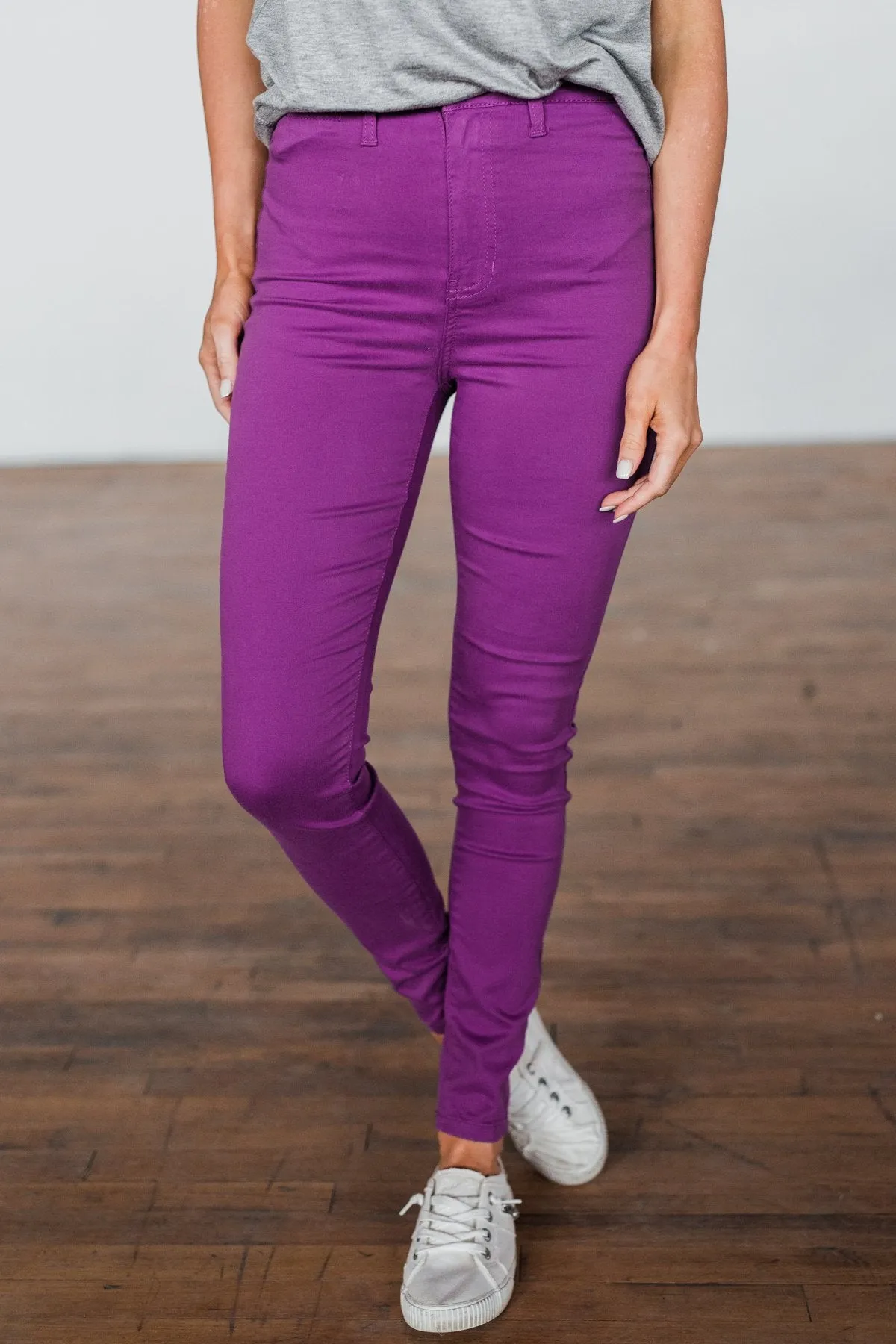 Celebrity Pink High-Rise Skinny Jeans- Purple