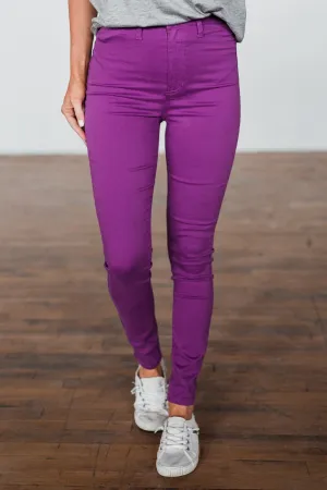 Celebrity Pink High-Rise Skinny Jeans- Purple