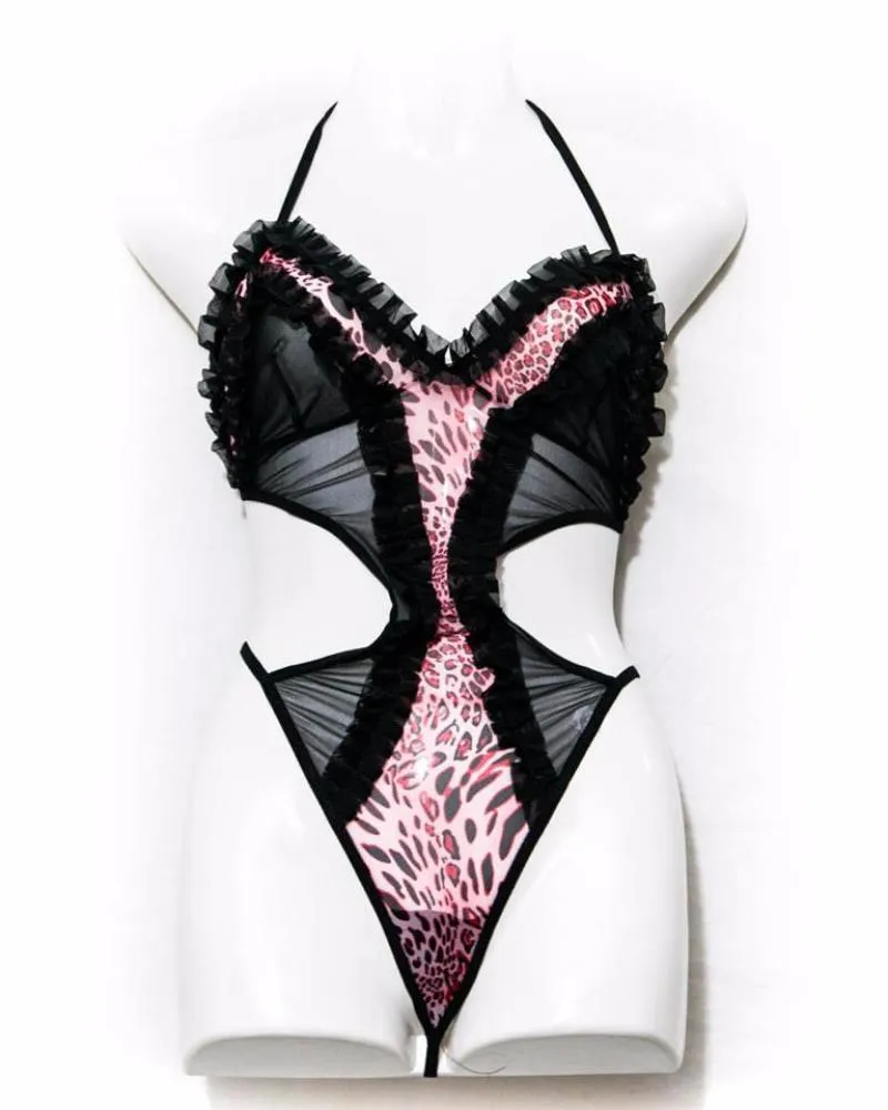 Cheetah Print Lingerie Set - Pink