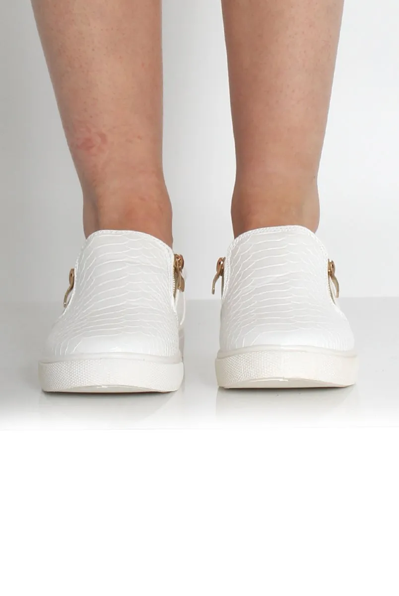 Chelsea White Snakeskin Skater Shoes