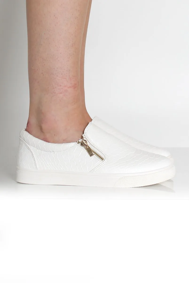 Chelsea White Snakeskin Skater Shoes