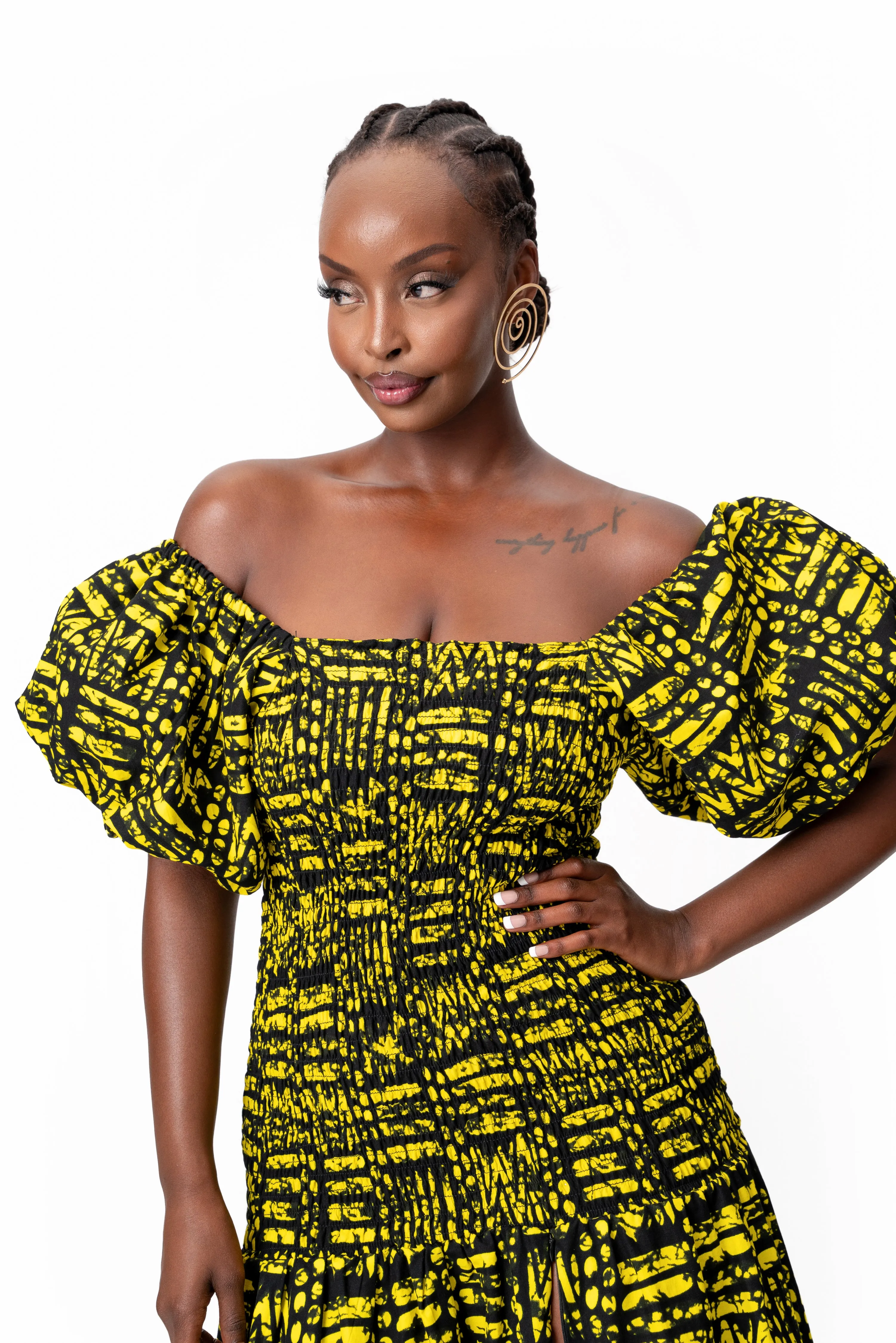 CHIMA African print smocked body maxi dress