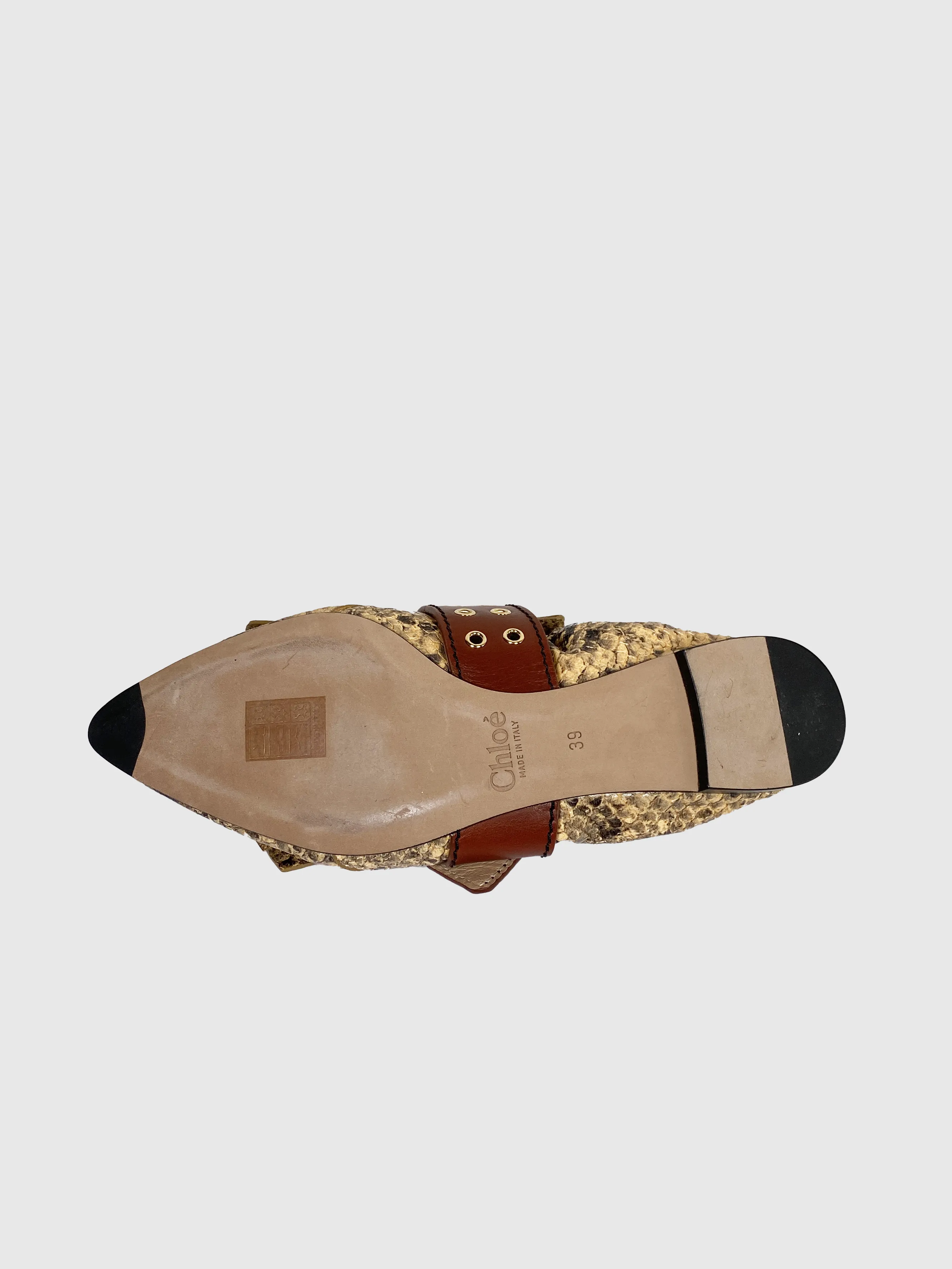Chloe Roy Snake-Effect Leather Loafers - Size 39
