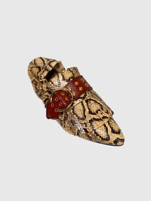 Chloe Roy Snake-Effect Leather Loafers - Size 39