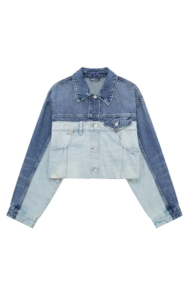 CJ0270 Two Tone Denim Jacket