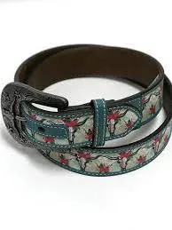 CLA1531433 Belt Ladies Ariat- Skull Flower