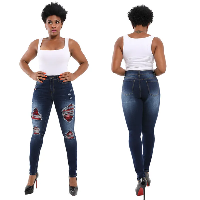 Classic Ripped Jeans Pencil Pants Juniors Skinny Women Long Pants