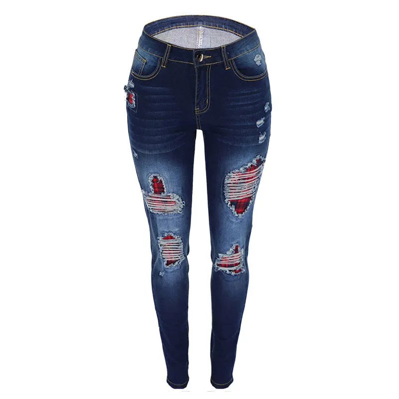Classic Ripped Jeans Pencil Pants Juniors Skinny Women Long Pants